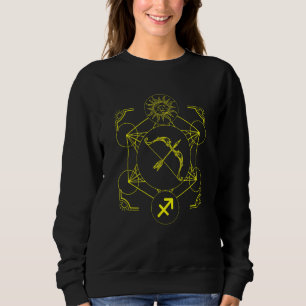 Sagittarius Zodiac and Sun Metatron Cube Astrology Sweatshirt