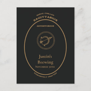 Sagittarius Zodiac Apothecary Label Personalised Postcard