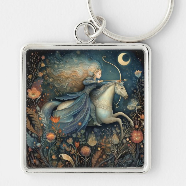 Sagittarius Zodiac Astrology Celestial Birthday Key Ring (Front)