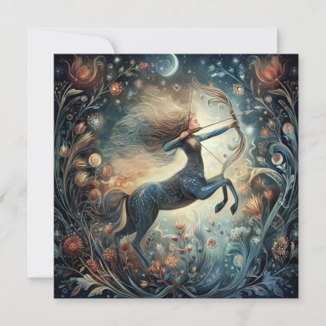 Sagittarius Zodiac Astrology Mystical Birthday Card (Front)