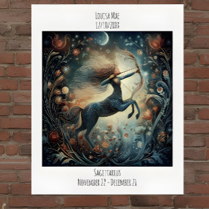 Sagittarius Zodiac Astrology Name & Birthday Poster