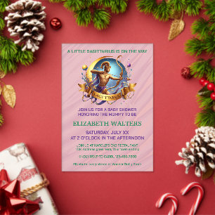 Sagittarius Zodiac Baby Shower Lavender and Green Acrylic Invitations