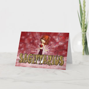 Sagittarius Zodiac Birthday card with cutie pie Ga