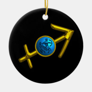 SAGITTARIUS ZODIAC BIRTHDAY JEWEL Blue Turquoise Ceramic Tree Decoration