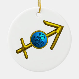 SAGITTARIUS ZODIAC BIRTHDAY JEWEL Blue Turquoise Ceramic Tree Decoration