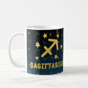 Sagittarius Zodiac Blue and Gold Astrology Mug