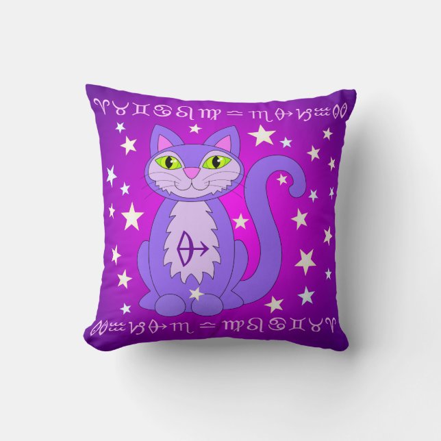 Sagittarius Zodiac Cat Astrology Sign Pillow (Front)