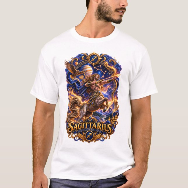 Sagittarius Zodiac Celestial Archer  T-Shirt (Front)