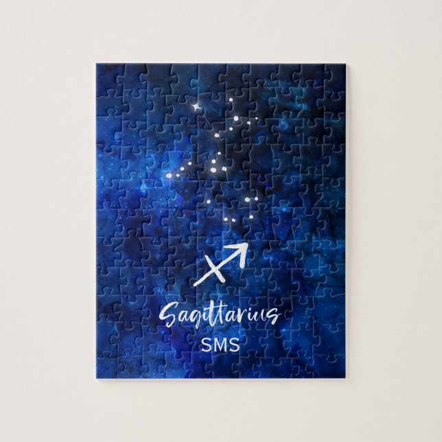 Sagittarius Zodiac Constellation Galaxy Monogram Jigsaw Puzzle (Vertical)