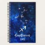Sagittarius Zodiac Constellation Galaxy Monogram Planner<br><div class="desc">Sagittarius Zodiac Constellation Galaxy Monogram Design With trendy Brushed Script Font, Dark blue celestial watercolor background texture, Glowing star constellation, and The Centaur symbol. Modern Astrological Sign Birth Horoscope, is perfect for any Sagittarian Birthday From November 22 - December 21 ! With Optional Monogrammed First Middle and Last name Initial...</div>