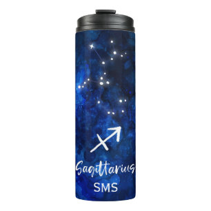 Sagittarius Zodiac Constellation Galaxy Monogram Thermal Tumbler