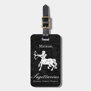 Sagittarius Zodiac Custom Vintage Astrology Black Luggage Tag