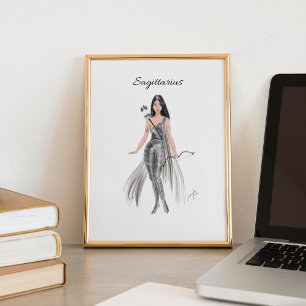 Sagittarius, zodiac, fashion sketch, poster