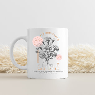 Sagittarius Zodiac Floral Carnation Astrology Coffee Mug
