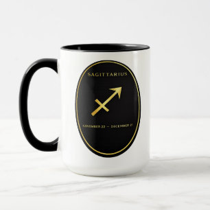 Sagittarius Zodiac Gold Oval Emblem Mug Luxury A