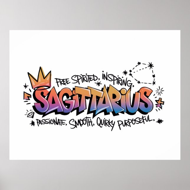 Sagittarius Zodiac Graffiti Poster (Front)