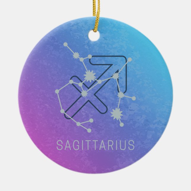 Sagittarius Zodiac Horoscope Star Constellation Ceramic Tree Decoration (Front)
