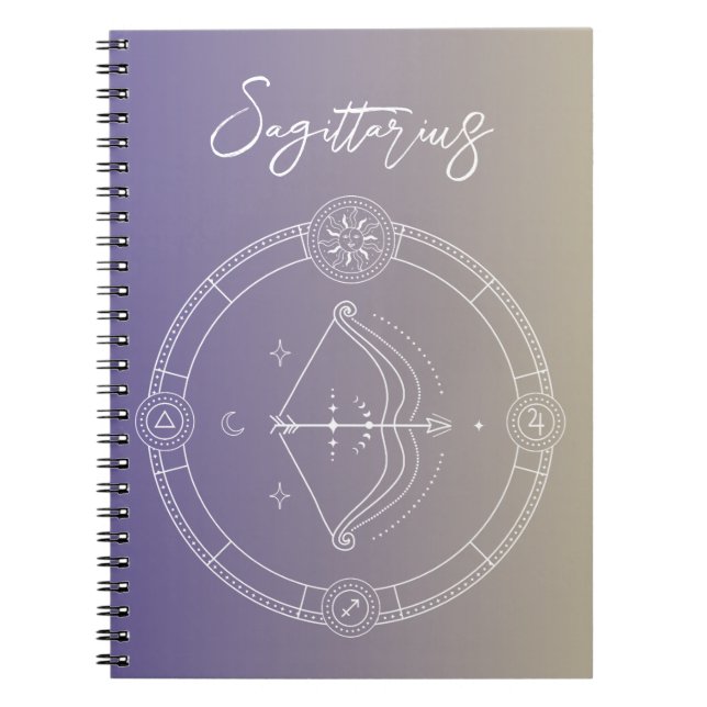Sagittarius zodiac horoscope star sign gradient notebook (Front)