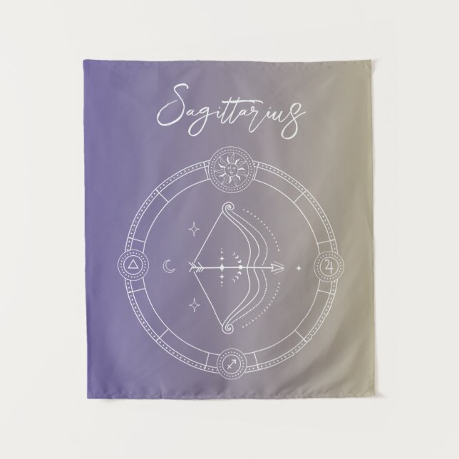 Sagittarius zodiac horoscope star sign gradient tapestry (Front)