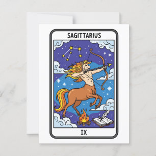  Sagittarius Zodiac Illustration Tarot Style Postcard
