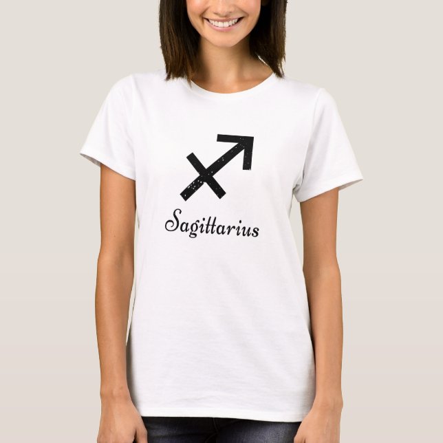 Sagittarius Zodiac Logo Black T-Shirt (Front)