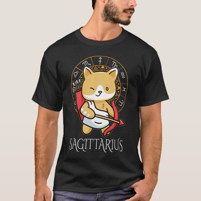 Sagittarius Zodiac Men Black T-Shirt (Front)