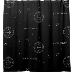 Sagittarius Zodiac Pattern in Black and White Shower Curtain
