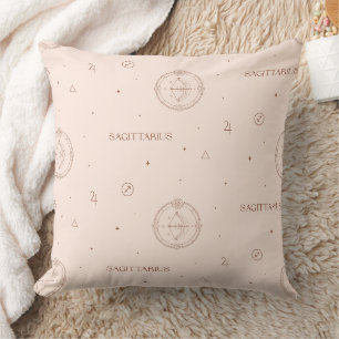 Sagittarius Zodiac Pattern in Brown and Burgundy Cushion