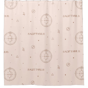 Sagittarius Zodiac Pattern in Brown and Burgundy Shower Curtain