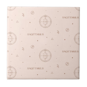 Sagittarius Zodiac Pattern in Brown and Burgundy Tile