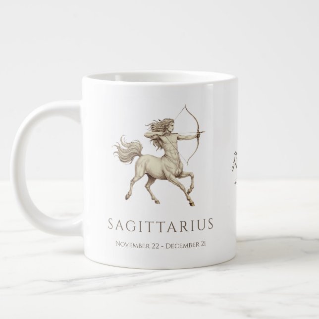 Sagittarius Zodiac Personalised Name & Birth Date Large Coffee Mug (Left)