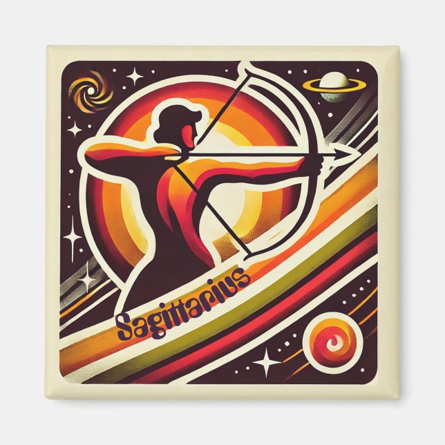 Sagittarius Zodiac Retro Magnet (Front)