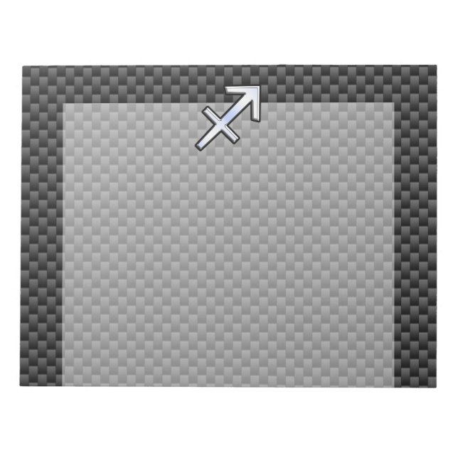 Sagittarius Zodiac Sign Black Carbon Fibre Style Notepad (Front)