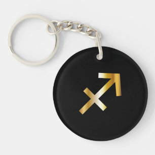 Sagittarius Zodiac Sign, Black & Gold Keychain