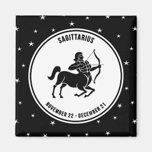 Sagittarius Zodiac Sign, Black & White Magnet