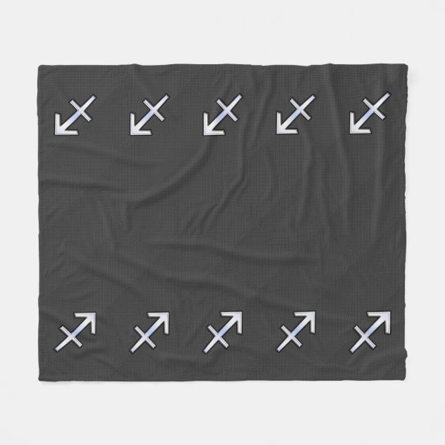Sagittarius Zodiac Sign Carbon Fibre Style Fleece Blanket (Front (Horizontal))