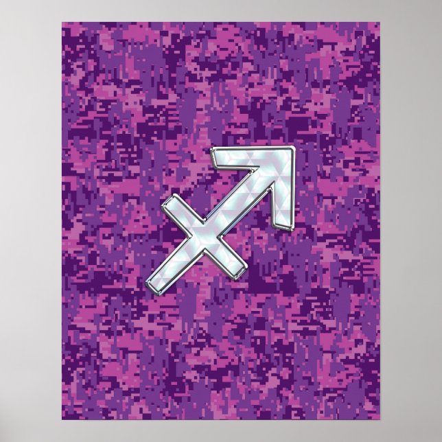 Sagittarius Zodiac Sign Fuchsia Digital Camouflage (Front)