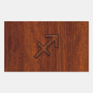 Sagittarius Zodiac Sign in Mahogany Style Rectangular Sticker