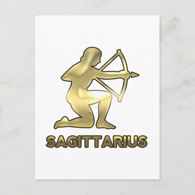 Sagittarius zodiac sign - old gold edition postcard (Front)