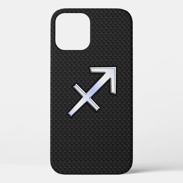 Sagittarius Zodiac Sign on black snake skin Case-Mate iPhone Case (Back)