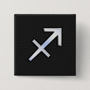 Sagittarius Zodiac Sign on Black Snake Skin Decor 15 Cm Square Badge