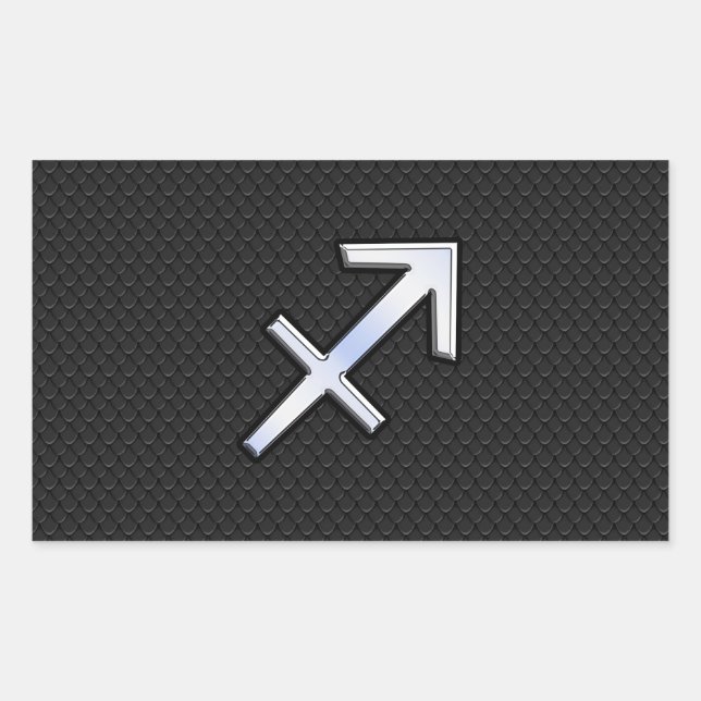 Sagittarius Zodiac Sign on Black Snake Skin Decor Rectangular Sticker (Front)