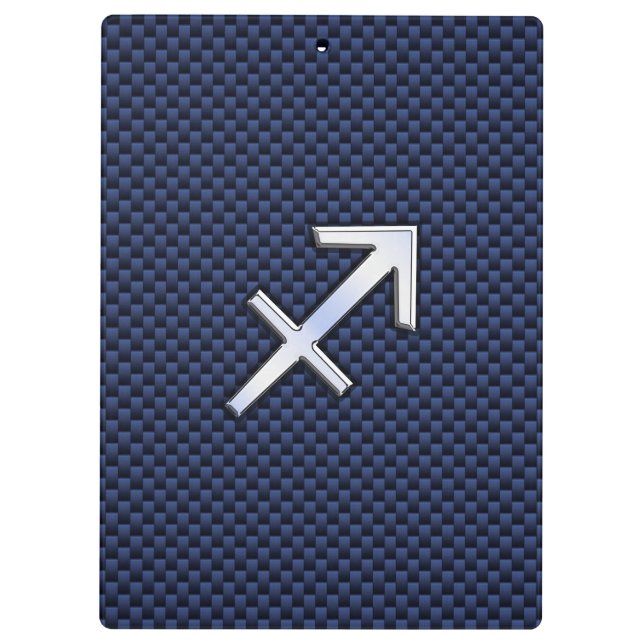 Sagittarius Zodiac Sign on Blue Carbon Fiber Style Clipboard (Back)