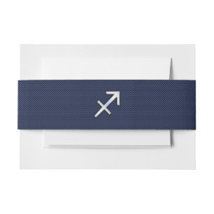 Sagittarius Zodiac Sign on Blue Carbon Fibre Decor Invitation Belly Band