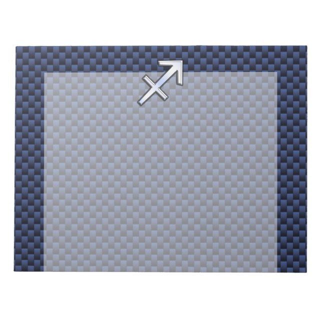 Sagittarius Zodiac Sign on Blue Carbon Fibre Decor Notepad (Front)