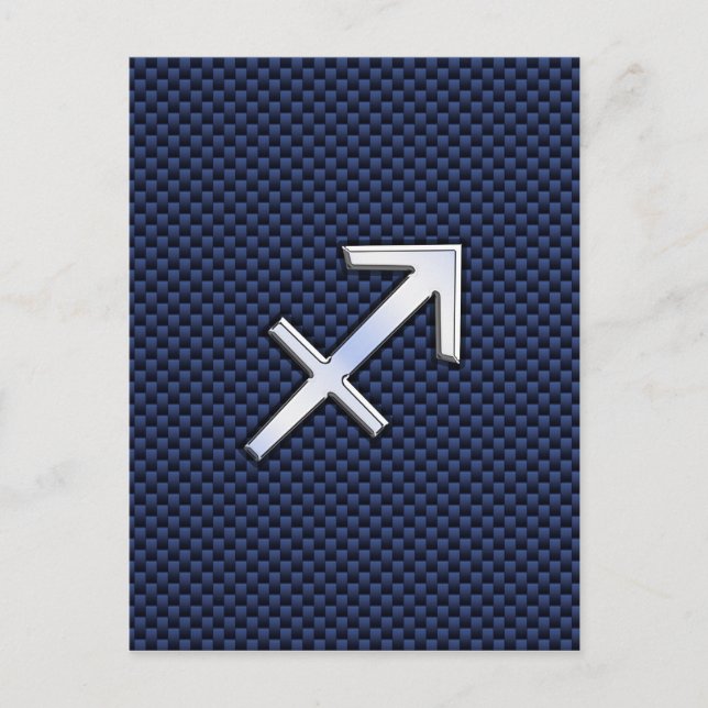 Sagittarius Zodiac Sign on Blue Carbon Fibre Decor Postcard (Front)
