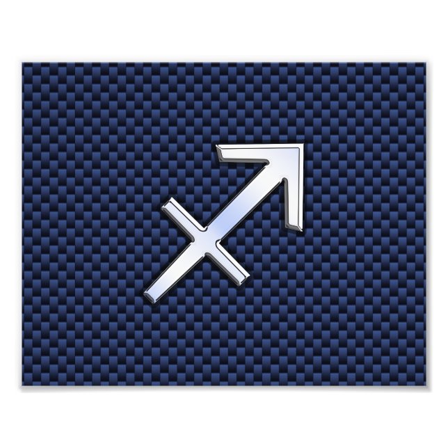 Sagittarius Zodiac Sign on Blue Carbon Fibre Print (Front)