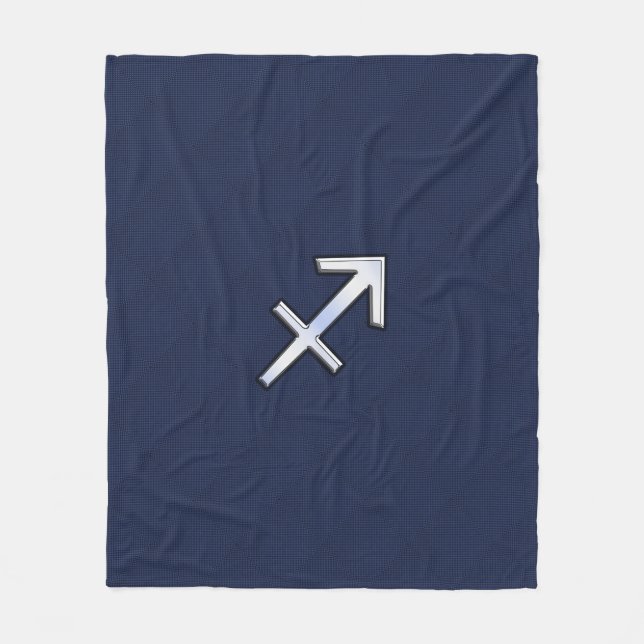 Sagittarius Zodiac Sign on Blue Carbon Fibre Print Fleece Blanket (Front)