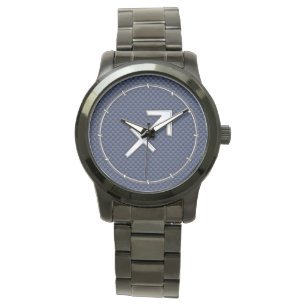 Sagittarius Zodiac Sign on Blue Carbon Fibre Style Watch