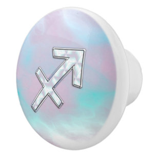 Sagittarius Zodiac Sign on Mother of Pearl Decor Ceramic Knob